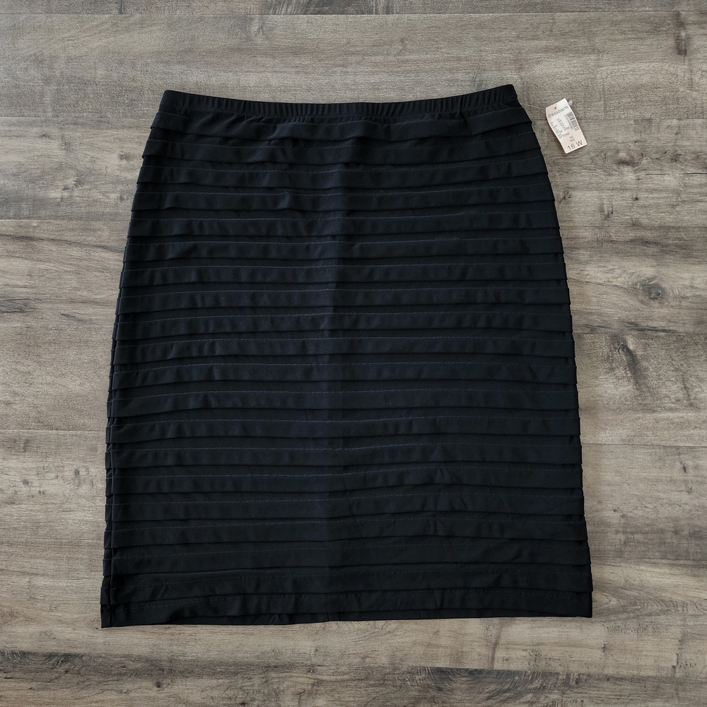 Dress Barn Pleated Black Skirt Women's 16W NWT